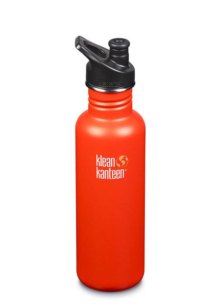 Klean Kanteen Water Bottle, Classic, Sport Cap, 27 Ounce Brushed Stainless Steel